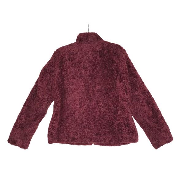 PENDLETON Fuzzy Sherpa Full Zip Jacket Women M Burgundy Cozy Everyday Travel EUC - Picture 5 of 13
